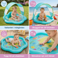SolSplash Babymatta — Uppblåsbar Vattenmatta med Solskydd