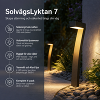 SolvägsLyktan 7 — 12h varmvitt ljus, noll elkostnad (4-pack)
