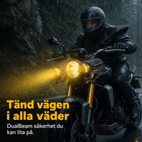DualBeam Motorcykelstrålkastare – Vit/Amber LED för alla väder
